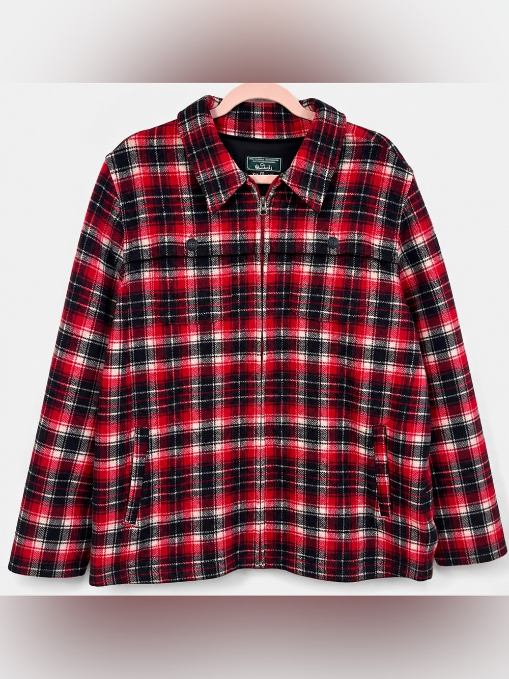 Woolrich Women’s Red Black Plaid Fleece Jacket Coat Full Zip Size 2XL